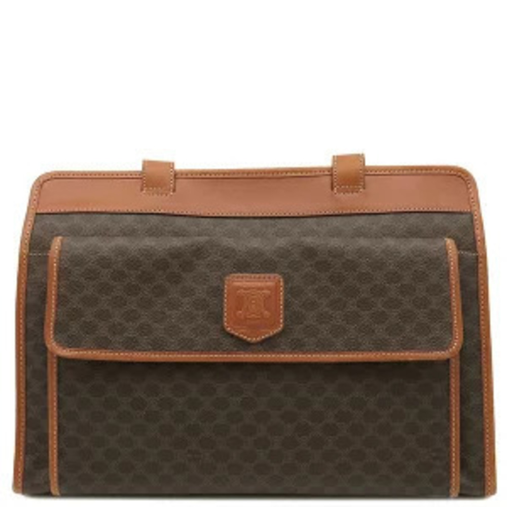 Celine Macadam Tote Bag Leather Brown Shoulder